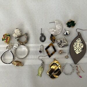 All the Single Earrings! Mixed Set of 20 Pierced & Clip-on, Some Vintage